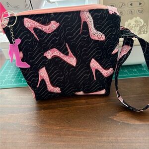 Chic Pink High Heel Print Cosmetic Bag